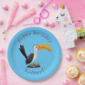 Grappige gele gefactureerde hoornsnavel gepersonal papieren bordje (Feest)