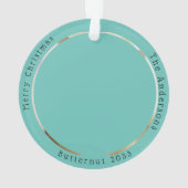 Grappige Gele Kat Bezoeken Santa Custom Kerstmis Ornament (achterkant)