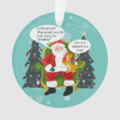 Grappige Gele Kat Bezoeken Santa Custom Kerstmis Ornament (voorkant)