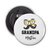 Grappige gele klassen en snor Custom Grandpa Button Flesopener (Voorkant)