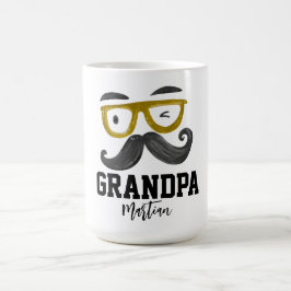 Grappige gele klassen en snor Custom Grandpa Koffiemok