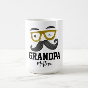 Grappige gele klassen en snor Custom Grandpa Koffiemok