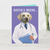 Grappige Gele Lab Dokters Orders Genezen en Worden Kaart (Voorkant)