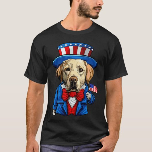 Grappige gele Lab hond 4 juli Labrador Retrieve T-shirt (Voorkant)