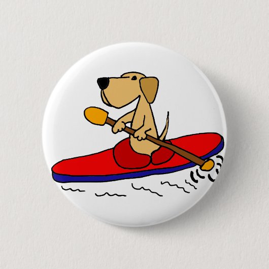 Grappige Gele Labrador Kayaking Ronde Button 5,7 Cm (Voorkant)