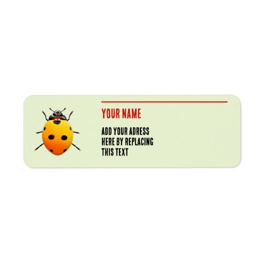 Grappige Gele Lieveheersbeestje Gepersonaliseerd A Etiket (Voorkant)