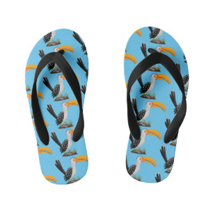 Grappige gele neushoornvogel safari vogel cartoon kinder teenslippers