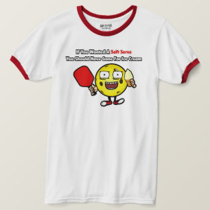 Grappige gele pickleball vanille zachte dienen t-shirt