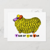 Grappige Gele Ram Chinees Jaar Zodiac Verjaardag P Feestdagenkaart (Voorkant / Achterkant)