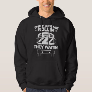 Grappige gele schoolbuschauffeur zien ze me rollen hoodie