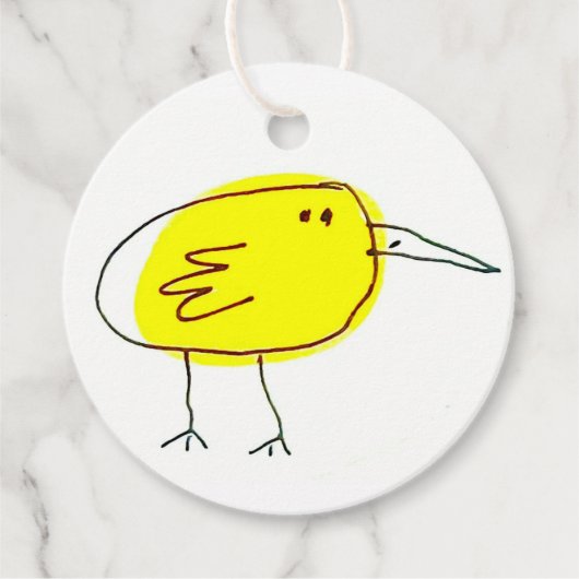 Grappige Gele Vogel Doodle Bedankjes Labels (Voorkant)