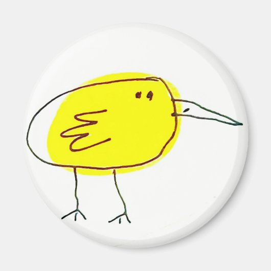 Grappige Gele Vogel Doodle Magneet (Voorkant)