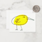 Grappige Gele Vogel Doodle Notitiekaartje (Voorkant / Achterkant in situ)