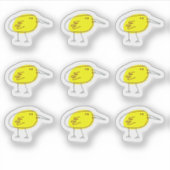 Grappige Gele Vogel Doodle op maat gesneden vinyls Sticker (Voorkant)