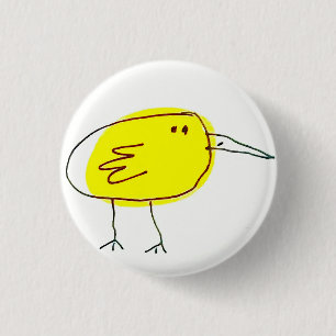 Grappige Gele Vogel Doodle Ronde Button 3,2 Cm