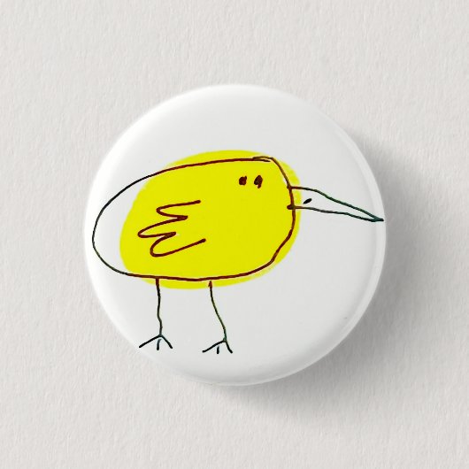Grappige Gele Vogel Doodle Ronde Button 3,2 Cm (Voorkant)