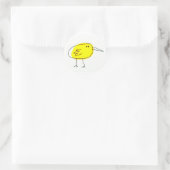 Grappige Gele Vogel Doodle Ronde Sticker (Tas)