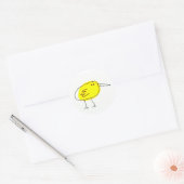 Grappige Gele Vogel Doodle Ronde Sticker (Envelop)