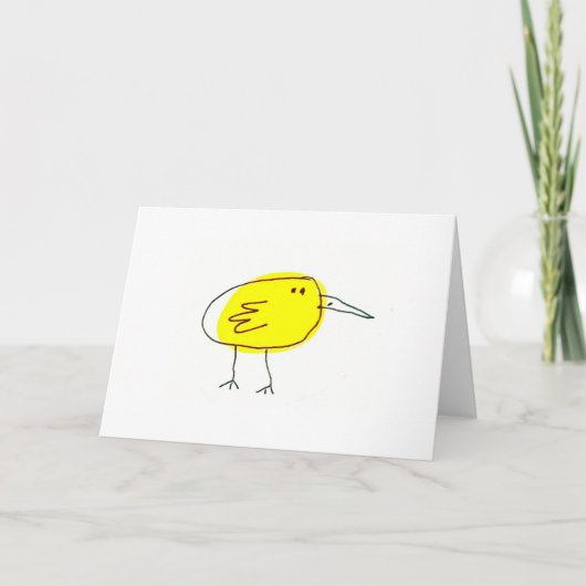 Grappige Gele Vogel Doodle Wenskaart Kaart (Voorkant)