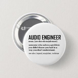 Grappige geluidstechnicus audiotechniek definitie ronde button 5,7 cm