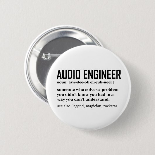 Grappige geluidstechnicus audiotechniek definitie ronde button 5,7 cm (Voorkant /achterkant)