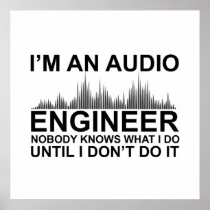 Grappige geluidstechnicus die audiotechniek zegt poster
