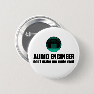 Grappige geluidstechnicus die audiotechniek zegt ronde button 5,7 cm