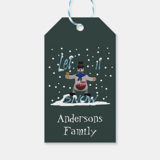 Grappige gelukkig lachende sneeuwpop Gepersonalise Cadeaulabel (Voorkant)