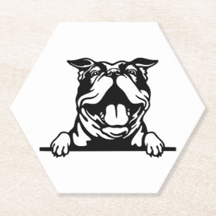 Grappige gelukkige Bulldog Kartonnen Onderzetters