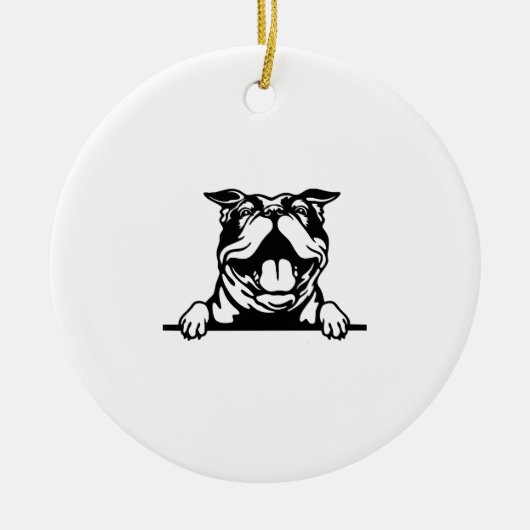 Grappige gelukkige Bulldog Keramisch Ornament (Voorkant)
