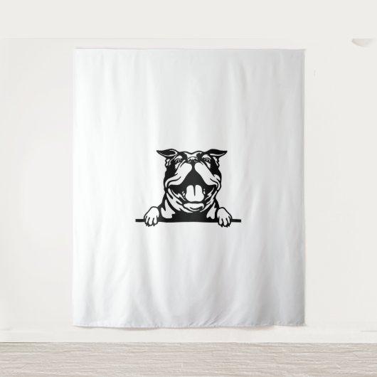 Grappige gelukkige Bulldog Wandkleed (Voorkant)