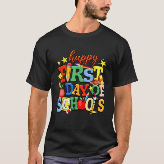 Grappige Gelukkige Eerste Dag van School Welkom Te T-shirt (Voorkant)