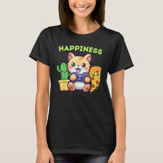 Grappige Gelukkige Gamer Kat Planten Pizza & T-shirt