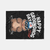 Grappige Gelukkige Groundhog Dag Fleece Deken (Voorkant (Horizontaal))