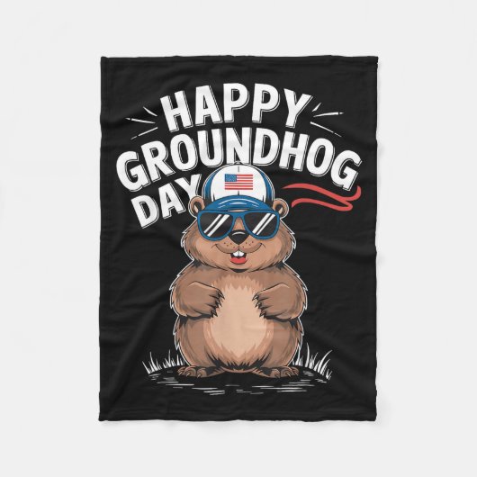 Grappige Gelukkige Groundhog Dag Fleece Deken (Voorkant)