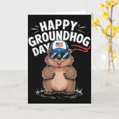 Grappige gelukkige Groundhog-dag Kaart (Gele Bloem)