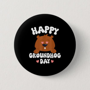 Grappige Gelukkige Groundhog Day 2025 _4 Ronde Button 5,7 Cm