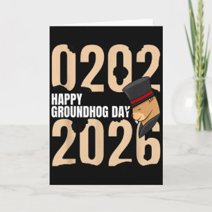 Grappige Gelukkige Groundhog Day 2 februari 2026 V Kaart