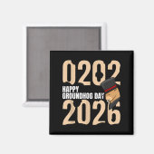 Grappige Gelukkige Groundhog Day 2 februari 2026 V Magneet (Voorkant / Achterkant)