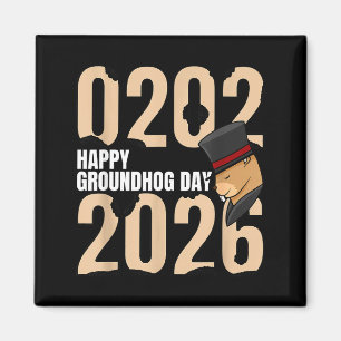Grappige Gelukkige Groundhog Day 2 februari 2026 V Magneet