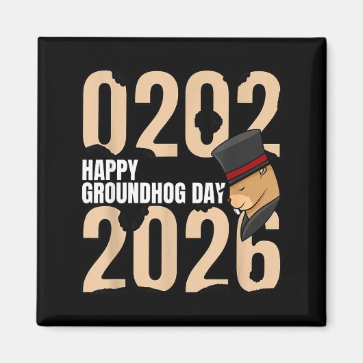 Grappige Gelukkige Groundhog Day 2 februari 2026 V Magneet (Voorkant)