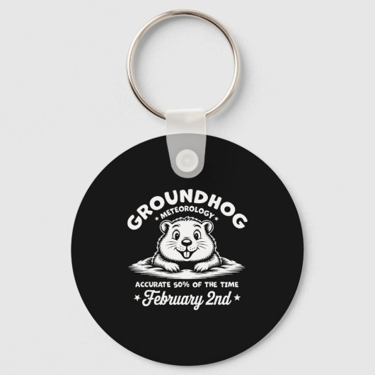 Grappige Gelukkige Groundhog Day 2 Februari Phils Sleutelhanger (Voorkant)