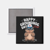 Grappige gelukkige Groundhog Day  Magneet (Voorkant / Achterkant)
