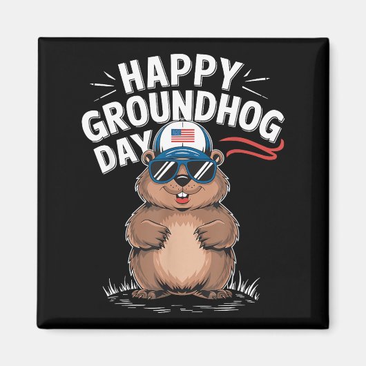 Grappige gelukkige Groundhog Day  Magneet (Voorkant)