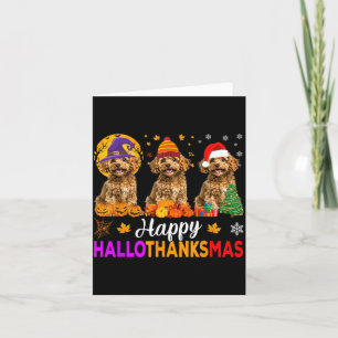 Grappige Gelukkige Hallothanksmas Poodle Hond Hall Kaart