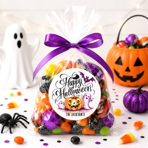 Grappige Gelukkige Halloween Pompoen Geesten Vleer Ronde Sticker