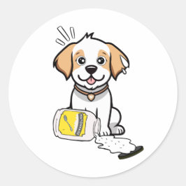 Grappige Gelukkige hond gemorste mayonaise Ronde Sticker