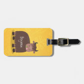 Grappige gelukkige jak die gras eet cartoon illust bagagelabel (Voorkant horizontaal)