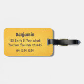 Grappige gelukkige jak die gras eet cartoon illust bagagelabel (Achterkant horizontaal)