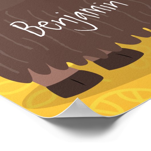 Grappige gelukkige jak die gras eet in een cartoon poster (Hoek)